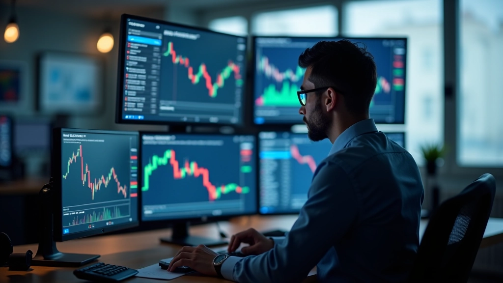 Graphique de trading affichant des chandelles japonaises et des lignes de tendance