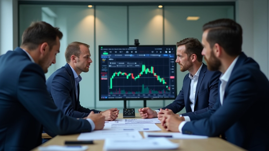 Équipe de professionnels du trading collaborant et partageant leurs stratégies à Paris